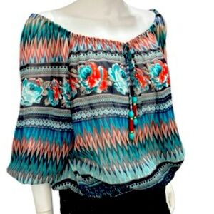 Chic Multicolor Off-Shoulder Blouse